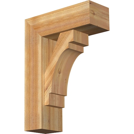 Ekena Millwork Merced Block Rough Sawn Bracket w/ Offset Brace, Western Red Cedar, 8"W x 22"D x 30"H BKT0806X22X30MRC05RWR
